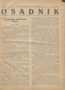 Osadnik. Dodatek do: Poradnik Gospodarski: pismo tygodniowe: organ kółek rolniczych w Wielkiem Księstwie Poznańskiem: organ kółek włościańsko-rolniczych w Wielkiem Księstwie Poznańskiem. 1933.12.17 R.3 Nr48