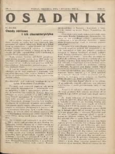 Osadnik. Dodatek do: Poradnik Gospodarski: pismo tygodniowe: organ k&oacute;łek rolniczych w Wielkiem Księstwie Poznańskiem: organ k&oacute;łek włościańsko-rolniczych w Wielkiem Księstwie Poznańskiem. 1934.01.07 R.4 Nr1