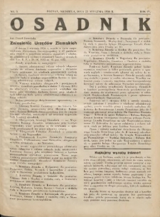 Osadnik. Dodatek do: Poradnik Gospodarski: pismo tygodniowe: organ kółek rolniczych w Wielkiem Księstwie Poznańskiem: organ kółek włościańsko-rolniczych w Wielkiem Księstwie Poznańskiem. 1934.01.21 R.4 Nr3