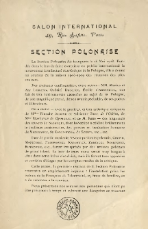 [Odezwa Inc.:] "La Section Polonaise fut inaugur&eacute;e le 16 Mai 1908..."