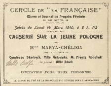 [Zaproszenie] Cercle de "La Fran&ccedil;aise" Oeuvre et Journal de Progr&egrave;s F&eacute;minin ..."