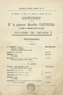 Concert donn&eacute; par Mme la princesse Marceline Czartoryska au profit du s&eacute;minaire polonais de Roma [...]