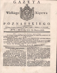 Gazeta Wielkiego Xięstwa Poznańskiego 1835.03.25 Nr71