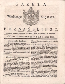 Gazeta Wielkiego Xięstwa Poznańskiego 1835.01.05 Nr3