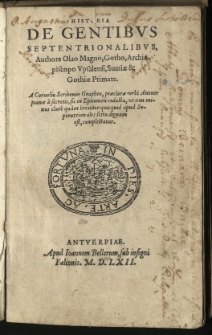 Historia De gentibus septentrionalibus authore [...] a Cornelio Scribonio [...] in epitomen redacta [...]. [Wyd. Chr. Plantinus]