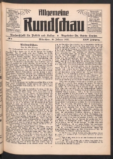Allgemeine Rundschau: Wochenschrift f&uuml;r Politik und Kultur 1927.02.26 Jg. 24 Nr8