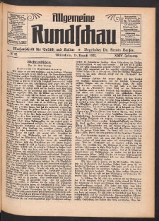 Allgemeine Rundschau: Wochenschrift für Politik und Kultur 1927.08.13 Jg. 24 Nr32