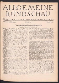 Allgemeine Rundschau: Wochenschrift f&uuml;r Politik und Kultur 1930.02.08 Jg. 27 Nr6