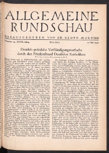 Allgemeine Rundschau: Wochenschrift f&uuml;r Politik und Kultur 1930.05.10 Jg. 27 Nr19