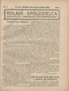 Rolnik-Sp&oacute;łdzielca 1924.06.22 R.1 Nr6