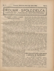 Rolnik-Sp&oacute;łdzielca 1924.07.06 R.1 Nr7