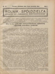 Rolnik-Spółdzielca 1924.09.14 R.1 Nr12