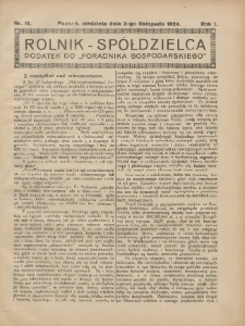 Rolnik-Sp&oacute;łdzielca 1924.11.02 R.1 Nr15