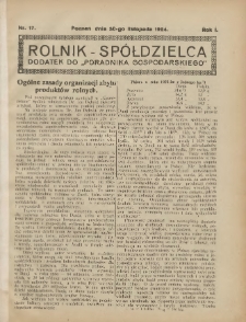 Rolnik-Sp&oacute;łdzielca 1924.11.30 R.1 Nr17