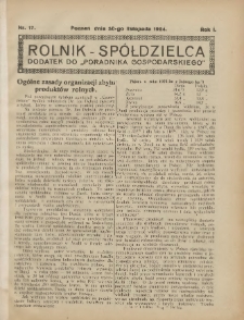 Rolnik-Spółdzielca 1924.11.30 R.1 Nr17