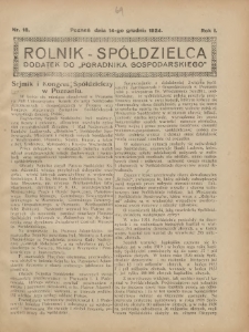 Rolnik-Sp&oacute;łdzielca 1924.12.14 R.1 Nr18