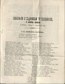 Zdroje i kąpiele w Krynicy. Lista gości wydana dnia 1go sierpnia 1859