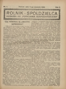 Rolnik-Sp&oacute;łdzielca 1925.01.11 R.2 Nr1