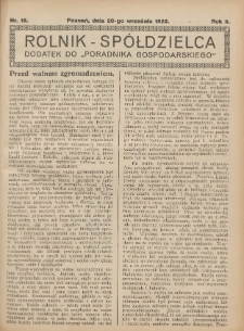 Rolnik-Sp&oacute;łdzielca 1925.09.20 R.2 Nr19