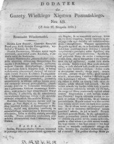 Dodatek do Nr69 Gazety Wielkiego Xięstwa Poznańskiego 1828.08.27