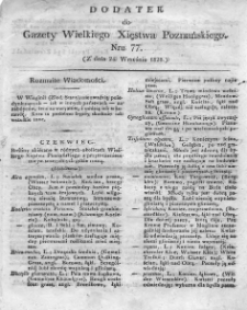 Dodatek do Nr77 Gazety Wielkiego Xięstwa Poznańskiego 1828.09.24
