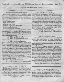 Dodatek drugi do Nr94 Gazety Wielkiego Xięstwa Poznańskiego 1828.11.22