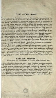 Polacy - Litwini - Rusini ! [Inc.:] Ważną bez zaprzeczenia uroczystością narodową był obch&oacute;d Unii Litwy z Polską dopełnionej [...]