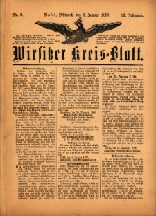 Wirsitzer Kreis-Blatt: herausgegeben vom K&ouml;niglichen Landraths-Amte 1897.01.06 Jg.53 Nr2