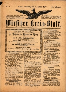 Wirsitzer Kreis-Blatt: herausgegeben vom Königlichen Landraths-Amte 1897.01.13 Jg.53 Nr4