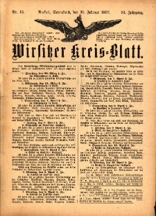 Wirsitzer Kreis-Blatt: herausgegeben vom Königlichen Landraths-Amte 1897.02.20 Jg.53 Nr15