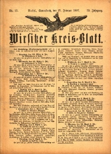 Wirsitzer Kreis-Blatt: herausgegeben vom Königlichen Landraths-Amte 1897.02.27 Jg.53 Nr17