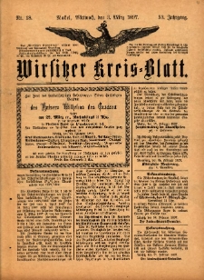Wirsitzer Kreis-Blatt: herausgegeben vom Königlichen Landraths-Amte 1897.03.03 Jg.53 Nr18