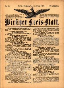 Wirsitzer Kreis-Blatt: herausgegeben vom Königlichen Landraths-Amte 1897.03.10 Jg.53 Nr20