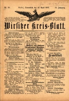 Wirsitzer Kreis-Blatt: herausgegeben vom Königlichen Landraths-Amte 1897.04.10 Jg.53 Nr29