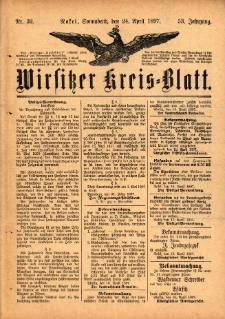 Wirsitzer Kreis-Blatt: herausgegeben vom Königlichen Landraths-Amte 1897.04.24 Jg.53 Nr32