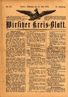 Wirsitzer Kreis-Blatt: herausgegeben vom Königlichen Landraths-Amte 1897.05.19 Jg.53 Nr39