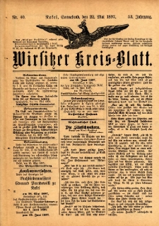 Wirsitzer Kreis-Blatt: herausgegeben vom Königlichen Landraths-Amte 1897.05.22 Jg.53 Nr40