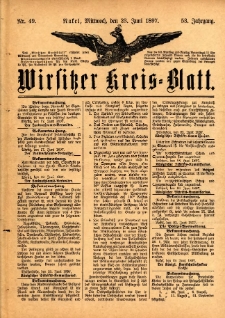 Wirsitzer Kreis-Blatt: herausgegeben vom Königlichen Landraths-Amte 1897.06.23 Jg.53 Nr49