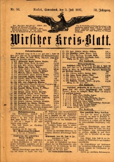 Wirsitzer Kreis-Blatt: herausgegeben vom Königlichen Landraths-Amte 1897.07.03 Jg.53 Nr52