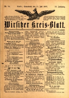 Wirsitzer Kreis-Blatt: herausgegeben vom Königlichen Landraths-Amte 1897.07.10 Jg.53 Nr54