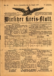 Wirsitzer Kreis-Blatt: herausgegeben vom Königlichen Landraths-Amte 1897.08.21 Jg.53 Nr66
