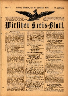 Wirsitzer Kreis-Blatt: herausgegeben vom Königlichen Landraths-Amte 1897.09.29 Jg.53 Nr77
