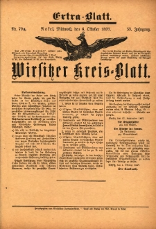 Wirsitzer Kreis-Blatt: herausgegeben vom K&ouml;niglichen Landraths-Amte 1897.10.06 Jg.53 Nr79a Extra-Blatt