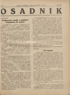 Osadnik. Dodatek do: Poradnik Gospodarski: pismo tygodniowe: organ kółek rolniczych w Wielkiem Księstwie Poznańskiem: organ kółek włościańsko-rolniczych w Wielkiem Księstwie Poznańskiem. 1932.04.30 R.3 Nr17