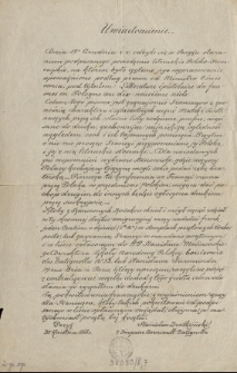 Uwiadomienie [Inc.:] "Dnia 19o Grudnia r. z. odbyło się w Paryżu staraniem ..."