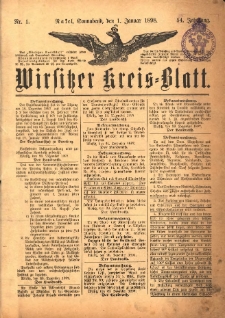 Wirsitzer Kreis-Blatt: herausgegeben vom K&ouml;niglichen Landraths-Amte 1898.01.01 Jg.54 Nr1