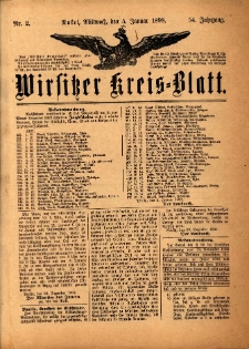 Wirsitzer Kreis-Blatt: herausgegeben vom K&ouml;niglichen Landraths-Amte 1898.01.05 Jg.54 Nr2