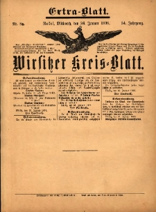 Wirsitzer Kreis-Blatt: herausgegeben vom K&ouml;niglichen Landraths-Amte 1898.01.26 Jg.54 Nr8a Extra-Blatt