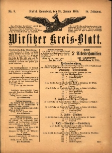 Wirsitzer Kreis-Blatt: herausgegeben vom K&ouml;niglichen Landraths-Amte 1898.01.29 Jg.54 Nr9