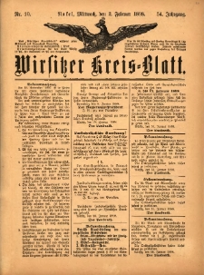 Wirsitzer Kreis-Blatt: herausgegeben vom K&ouml;niglichen Landraths-Amte 1898.02.02 Jg.54 Nr10